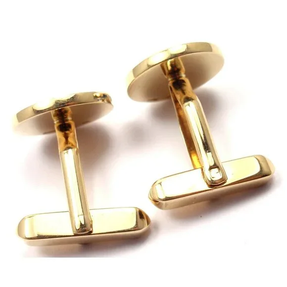 Authentic! Bulgari Bvlgari 18k Yellow Gold Black Onyx Cufflinks - Picture 6 of 6